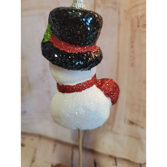 Glitter styrofoam snowman stake mini ornaments Xmas decor - Picture 4 of 6